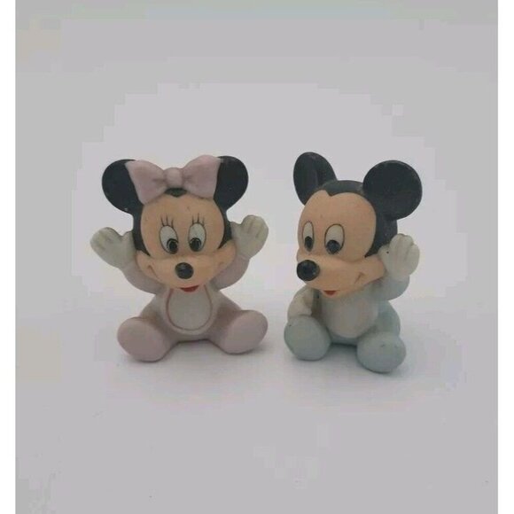 2-Vintage Disney Baby Minnie And Mickey Mouse in Pink Ornament Sri Lanka 2" - Picture 1 of 14